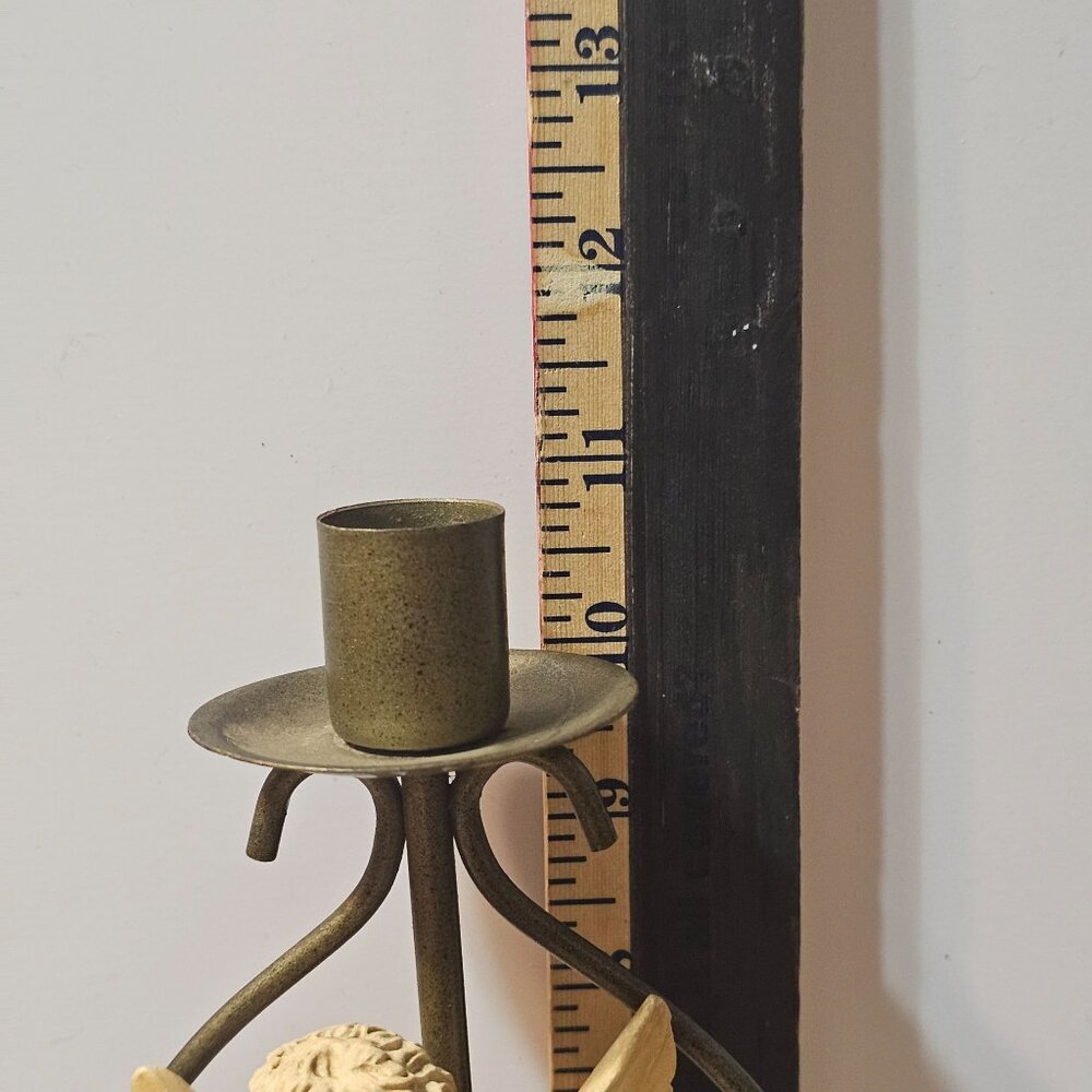 Single House Of Lloyd  Vintage Cherub Angel Candle Taper Holder Metal Resin 11" - Picture 10 of 11